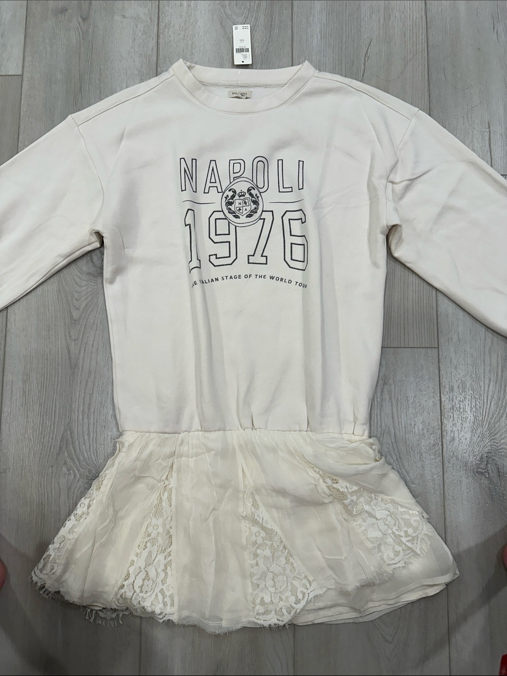 Anthropologie Pilcro Napoli 1976 Lace Hem Sweatshirt Dress